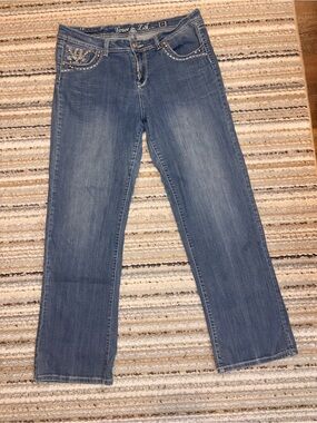 Grace in LA Size 19 Embellished Bootcut Jeans Rhinestone Tall 34 inseam